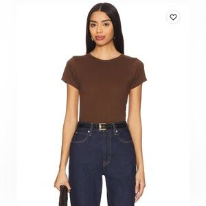 Eterne Shirt Fitted Crewneck Short Sleeve in Chocolate Brown
